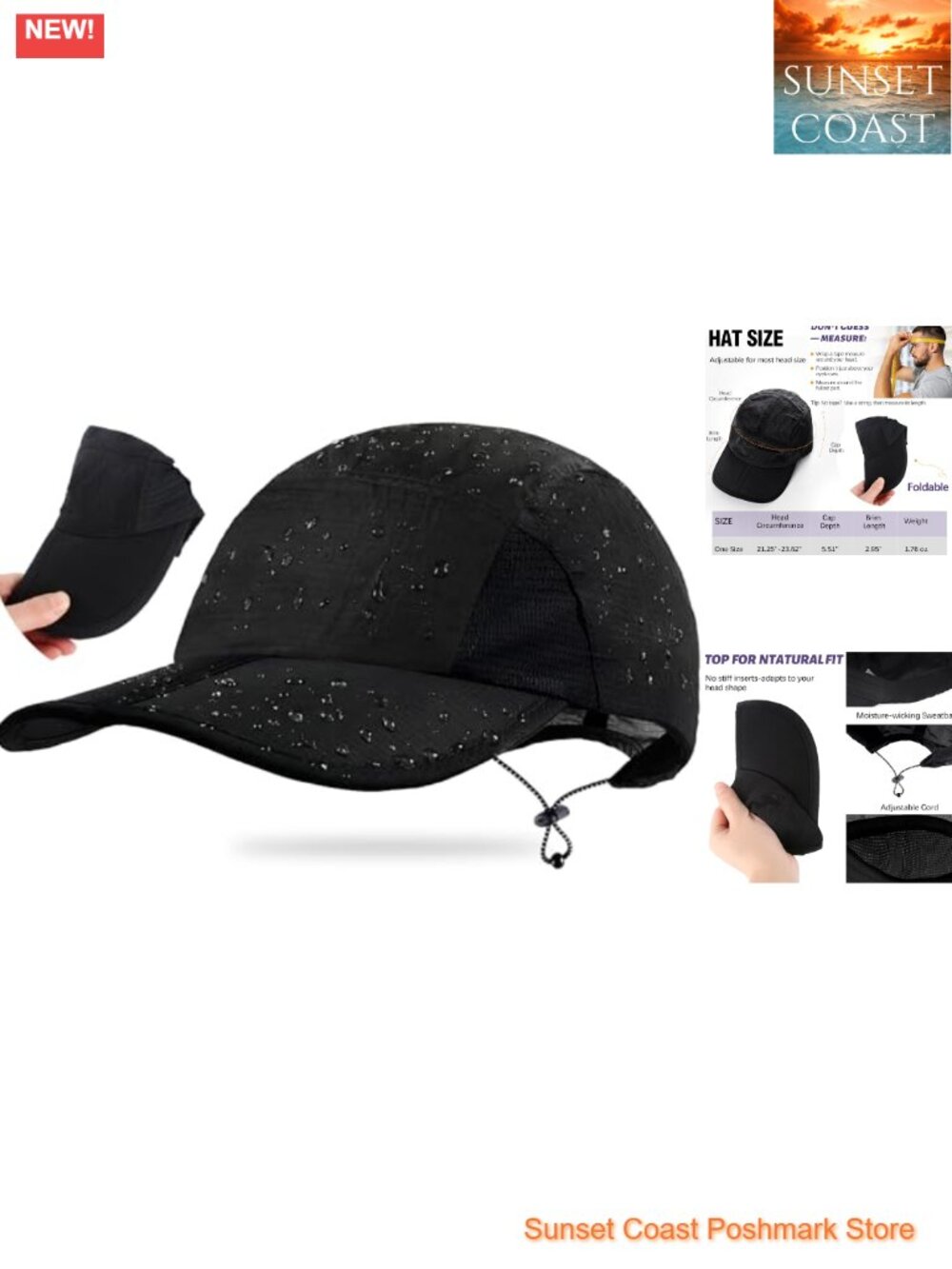 UPF 50+ Foldable Baseball Cap Nylon Sun Hat Fishing Hiking